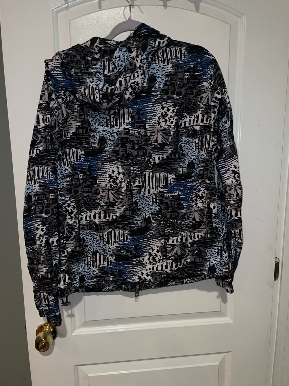 New! Burberry Boat Harbor Print Nylon Hooded Jacket Rare Novelty Unisex🌊⚓️ Large - Picture 9 of 13